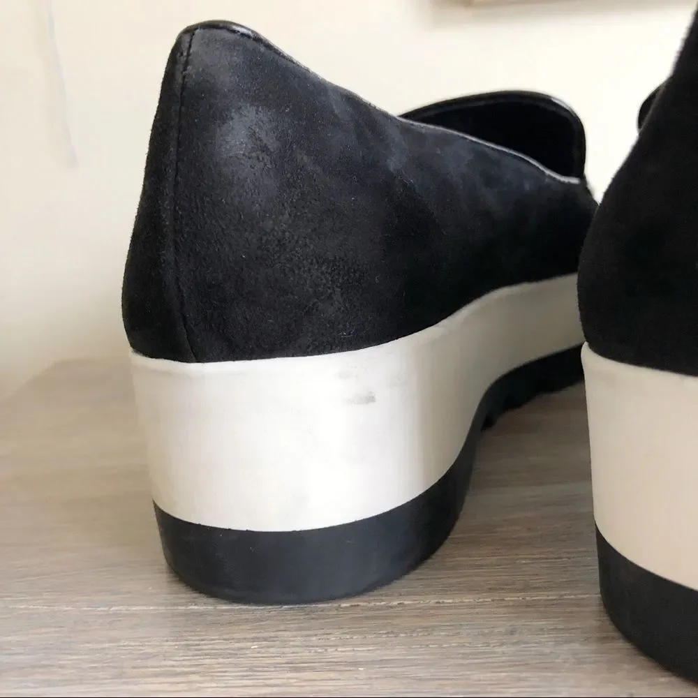 Donna Karan Black Suede platform Slip Ons size 8